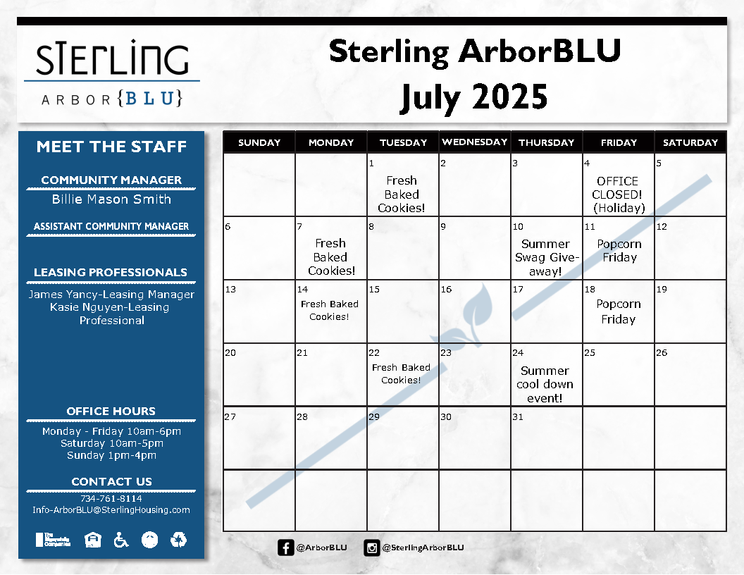 July Event Calendar