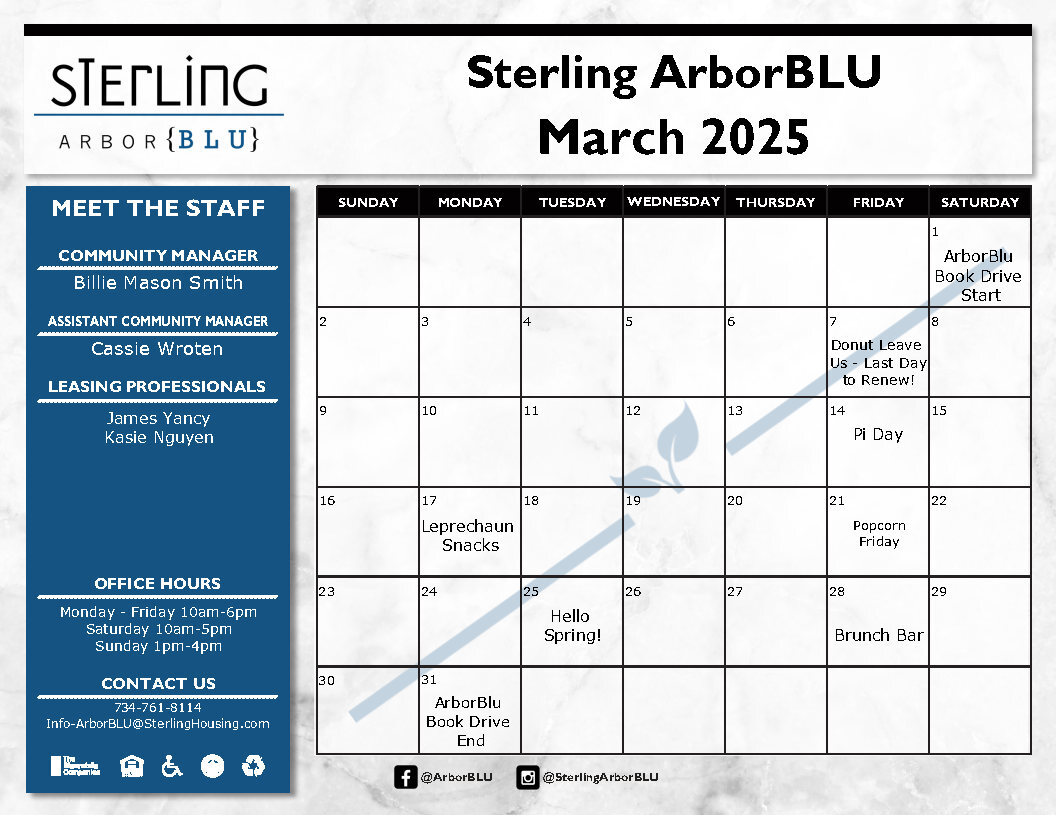 March Events Calendar